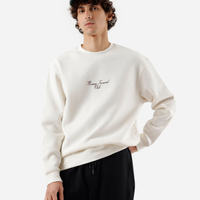 Blusão masculino de moletom gola redonda estampado off white