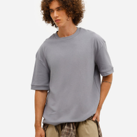 Camiseta oversized masculina de algodão manga curta azul