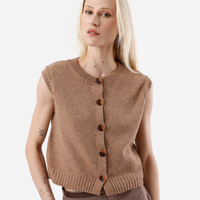Colete feminino de tricot marrom