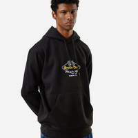 Blusão oversized masculino de moletom com capuz stock car preto