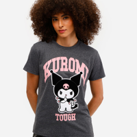 Camiseta feminina com algodão hello kitty texturizada cinza