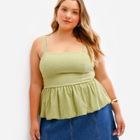 Blusa balonê feminina texturizada plus size verde