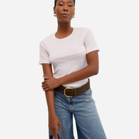 Blusa básica feminina baby look texturizada rosa