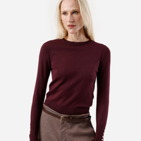 Suéter feminino de tricot gola redonda vinho