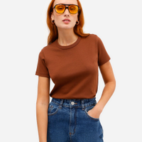 Camiseta feminina de algodão peruano marrom
