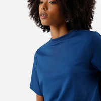 Camiseta básica feminina de algodão peruano azul