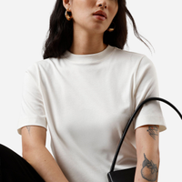 Camiseta boxer feminina de algodão peruano interlock off white