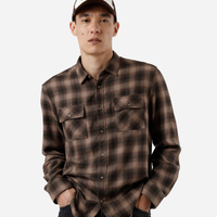 Camisa masculina com viscose manga longa xadrez marrom
