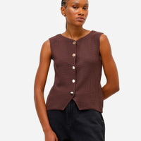 Colete feminino de tricot texturizado marrom
