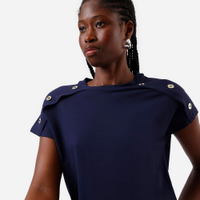 Blusa feminina de viscose com botões azul