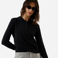 Polo básica feminina de tricot manga longa preta