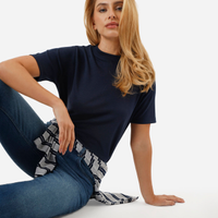Camiseta básica feminina de algodão peruano azul