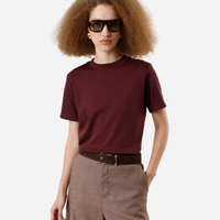 Camiseta básica feminina de algodão peruano vinho
