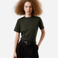 Camiseta básica feminina de algodão peruano verde