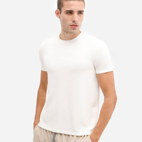 Camiseta esportiva slim masculina de modal básica branca