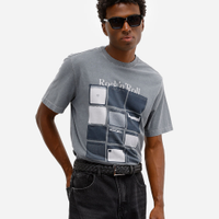 Camiseta comfort masculina de algodão rock n roll cinza