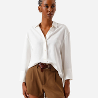 Camisa feminina com linho manga longa off white