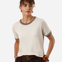 Blusa feminina de viscose manga curta bege
