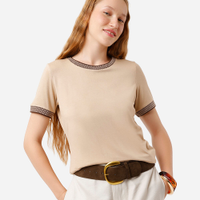 Blusa feminina de viscose manga curta bege