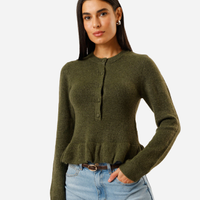 Suéter peplum feminino de tricot verde