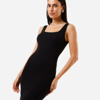 Vestido feminino curto decote quadrado preto