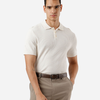 Polo masculina de tricot manga curta off white