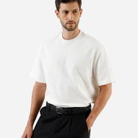 Camiseta box fit masculina com algodão e recorte manga curta off white