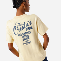 Camiseta feminina de algodão estampada amarela