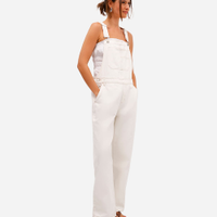 Jardineira feminina de sarja off white