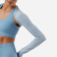 Bolero feminino de poliamida esportivo manga longa azul