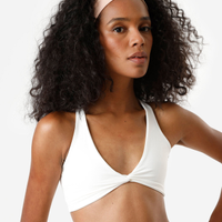 Top esportivo feminino decote v off white