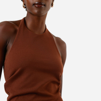 Cropped frente única feminino com argola marrom