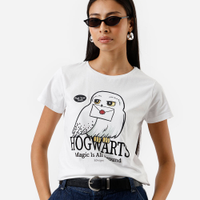 Camiseta feminina de algodão harry potter off white