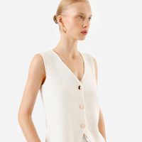 Colete feminino de tricot decote v off white
