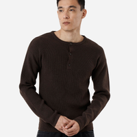 Blusa slim fit masculina de tricot canelada marrom