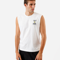 Regata machão masculina de algodão estampada off white