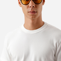 Camiseta slim fit masculina com algodão canelada off white