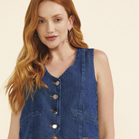 Colete feminino jeans azul