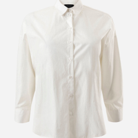 Camisa oversized feminina de algodão manga longa plus size off white