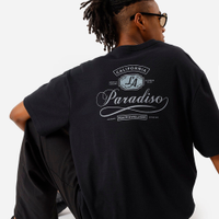 Camiseta box fit masculina com algodão estampada preta