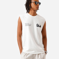 Regata machão masculina de algodão estampada off white