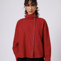 Camisa feminina de algodão gola funnel neck mindset vermelha