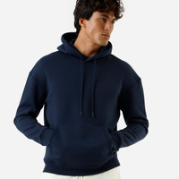 Blusão masculino de moletom com capuz oversized azul