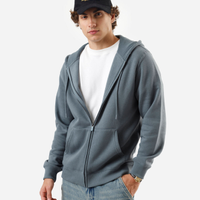 Blusão básico masculino de moletom com capuz cinza