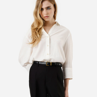 Camisa feminina com linho manga longa off white