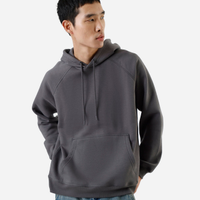 Blusão básico masculino de moletom com capuz cinza