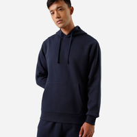 Blusão masculino de moletom esportivo com capuz azul