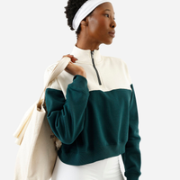 Blusão feminino de moletom com recorte gola alta verde