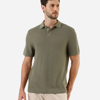 Polo masculina de algodão texturizada manga curta verde