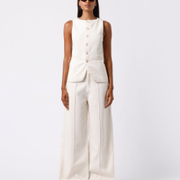Colete feminino de sarja com recortes mindset off white